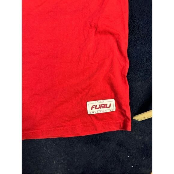 Y2K FUBU Track Racing T Shirt Red Hip Hop Baggy Style Sz XXL B20 - Picture 4 of 6